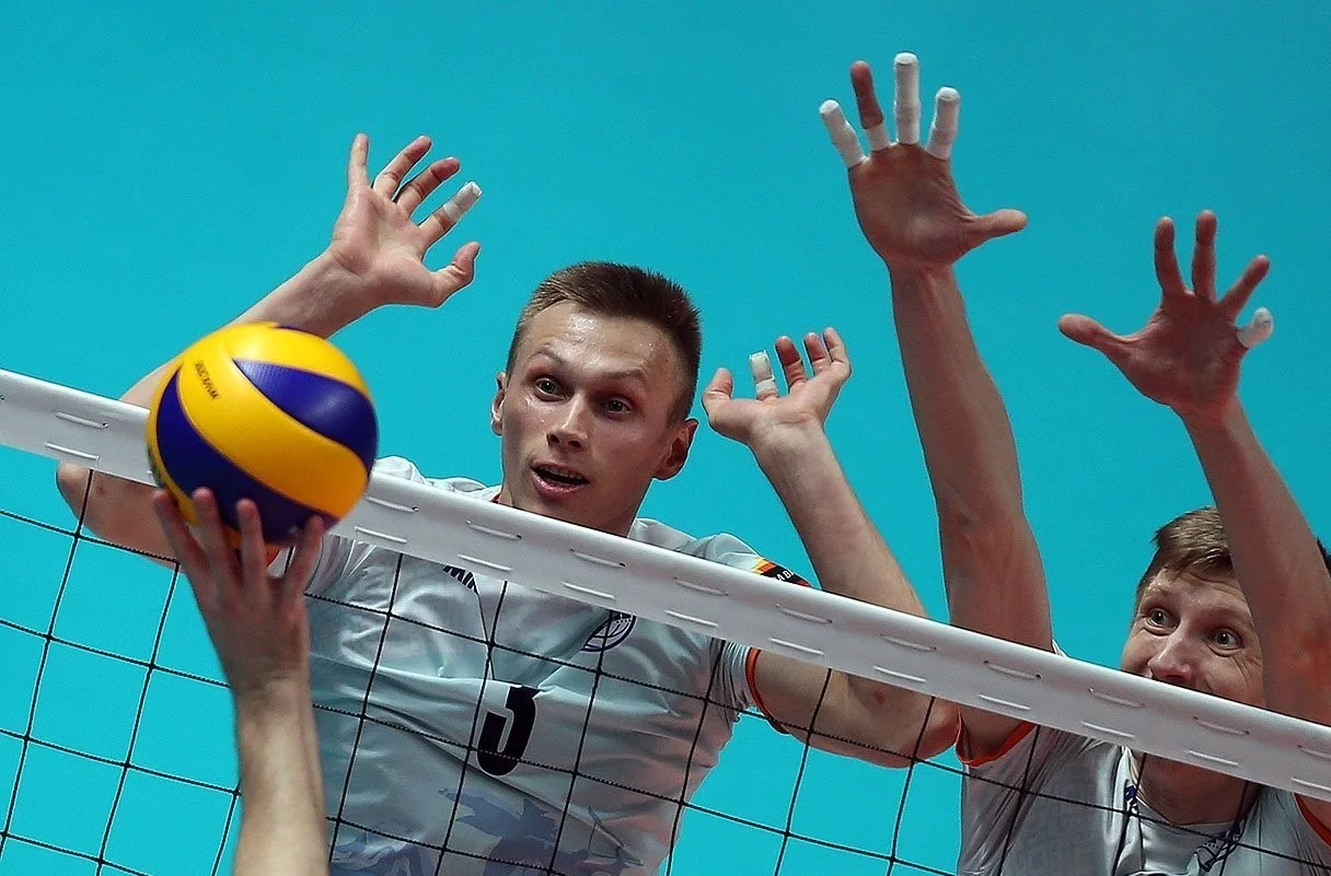 Volleyball stadium with eager fans